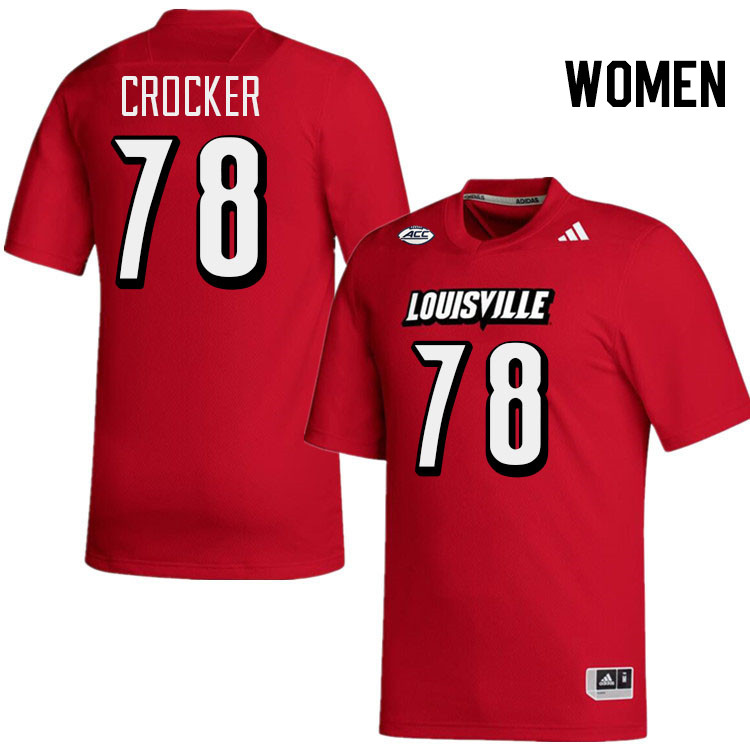 Women #78 Joe Crocker Louisville Cardinals College Football Jerseys Stitched-Red